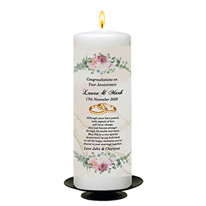 Customised Wedding Anniversary Candle Gift - Family Crest Anniversary Gold Script & Photo