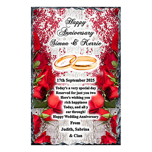 Personalsied Wedding Anniversary Slate Gift - Any Anniversary Photo & Family Crests Beige