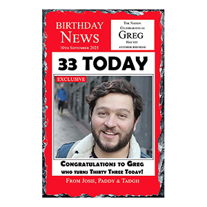 Personalsied Birthday Slate Gift - Birthday News - Red with photo