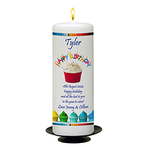 Customised Birthday Candle - Red Newpaper with photo