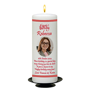 Customised Birthday Candle - Red Newpaper with photo