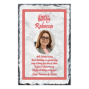 Personalsied Birthday Slate Gift - Birthday News - Red with photo