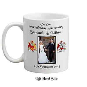 Customised Wedding Anniversary Candle Gift - Family Crest Anniversary Gold Script & Photo