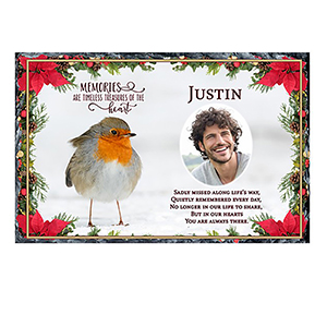 Customised Christmas Remembrance Slate - Robin & Berries