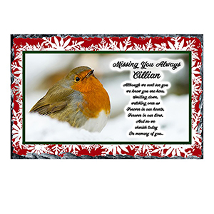 Customised Christmas Remembrance Slate - Robin & Berries