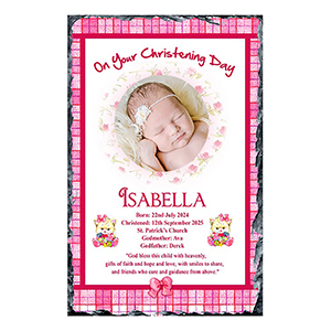 Customised Boy Christening Slate Gift - All Things Nice Blue with Photo