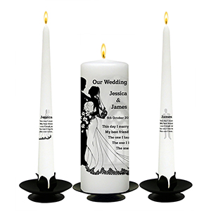 Customised Wedding Candles - Family Crests Black Script