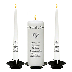 Customised Wedding Candles - Family Crests Black Script