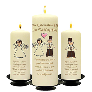 Customised Wedding Candles - Trinity Knot & Swirls Gold Set (1 x 9 inch & 2 x 6 inch Candles)