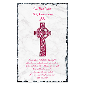 Customised 1st Holy Communion Slate - Gold Frame with Photo Boy