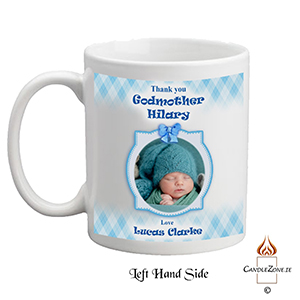 Customised Godfather Mug Gift - Forget Me Knots Blue with Photo