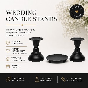 Candle Stand - Set Black includes: 1 Saucer & 2 Tulip Stands