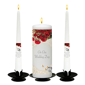 Customised Wedding Candles - Family Crests Black Script