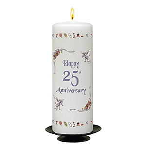 Customised Wedding Anniversary Candle Gift - Family Crest Anniversary Gold Script & Photo