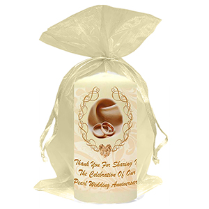 Customised Wedding Anniversary Favour Candle - 60th Anniversary - Ribbons & Photo
