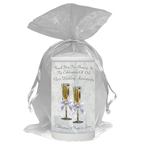 Customised Wedding Anniversary Favour Candle - 60th Anniversary - Ribbons & Photo