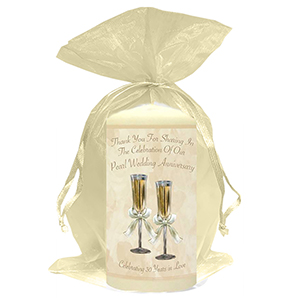 Customised Wedding Anniversary Favour Candle - 60th Anniversary - Ribbons & Photo