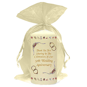 Customised Wedding Anniversary Favour Candle - 60th Anniversary - Ribbons & Photo