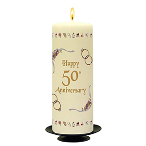 Customised Wedding Anniversary Candle Gift - Family Crest Anniversary Gold Script & Photo