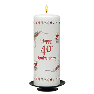 Customised Wedding Anniversary Candle Gift - Family Crest Anniversary Gold Script & Photo