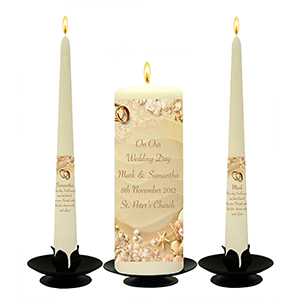 Customised Wedding Candles - Family Crests Crest Gold Script