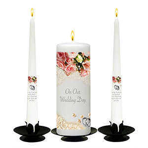 Customised Wedding Candles - Family Crests Black Script