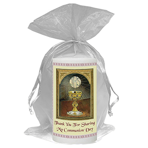 Customised 1st Holy Communion Candle - Chalice & Parchment