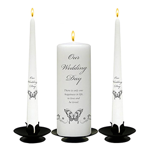 Customised Wedding Candles - Family Crests Black Script