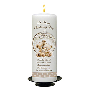 Peronsonalised Boys Christening Candle - Mothers Love Knot Blue with Photo