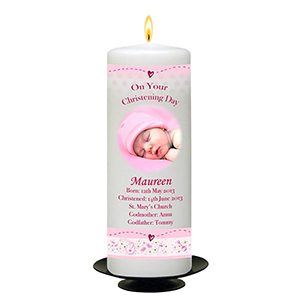 Customised Girls Christening Candle - Ellie Elephant