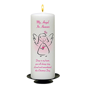 Customised Christmas Remembrance Candle - Blue Angel Heart