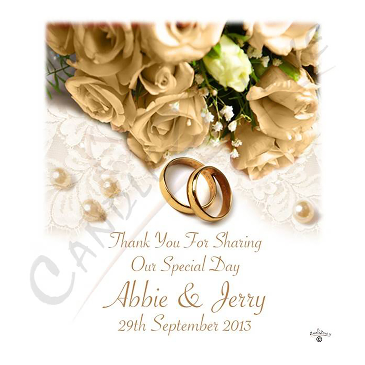 Customised Thank you Wedding Favour - Pearl