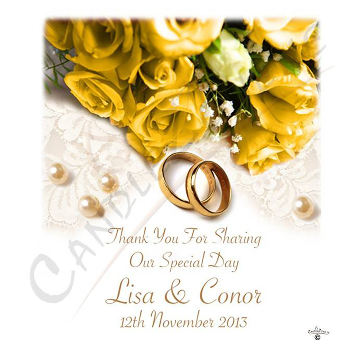 Customised Thank you Wedding Favour - Pearl