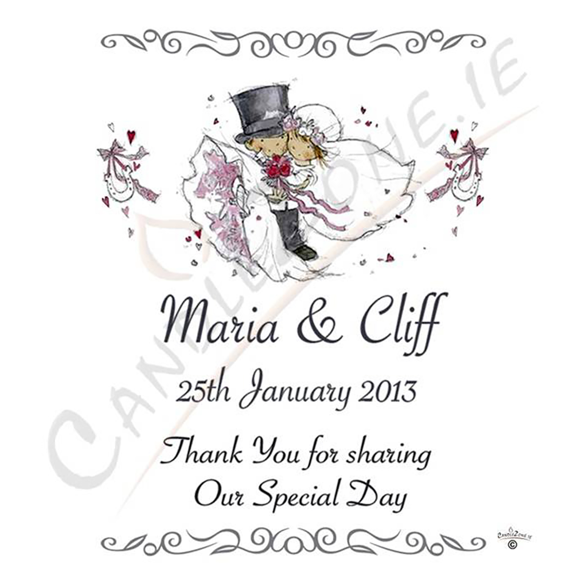 Customised Thank you Wedding Favour - Over the Threshold Favour