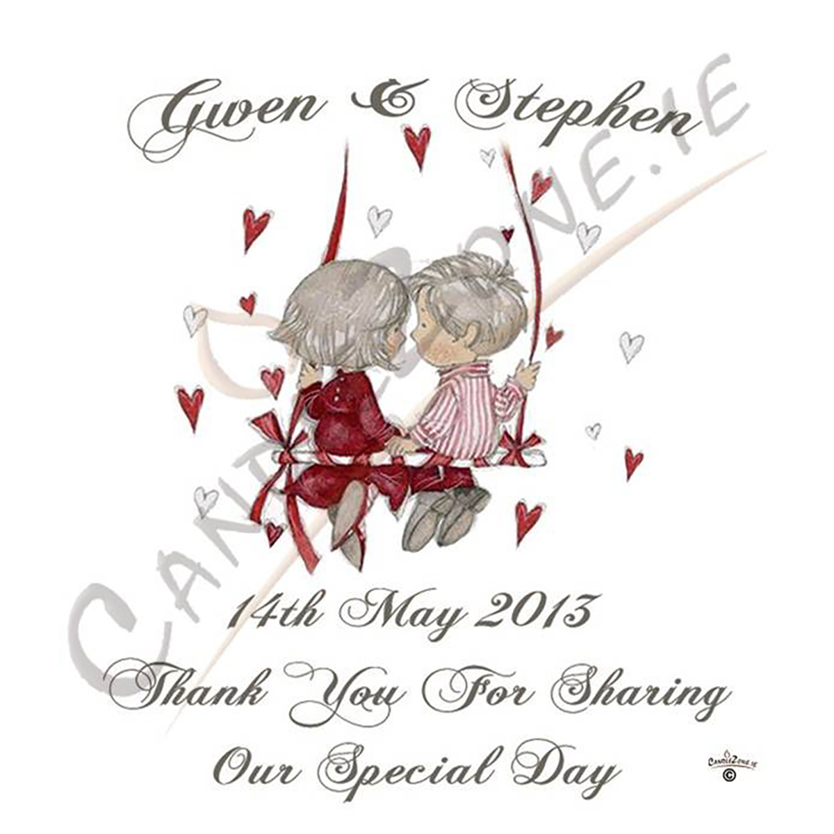 Customised Thank you Wedding Favour - Swing of Love