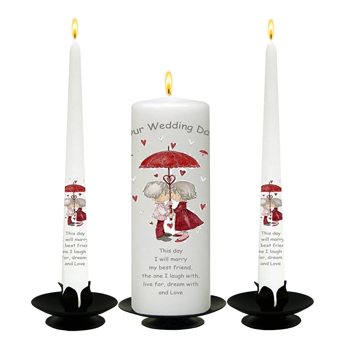 Customised Wedding Candles - Umbrella of Love Silver