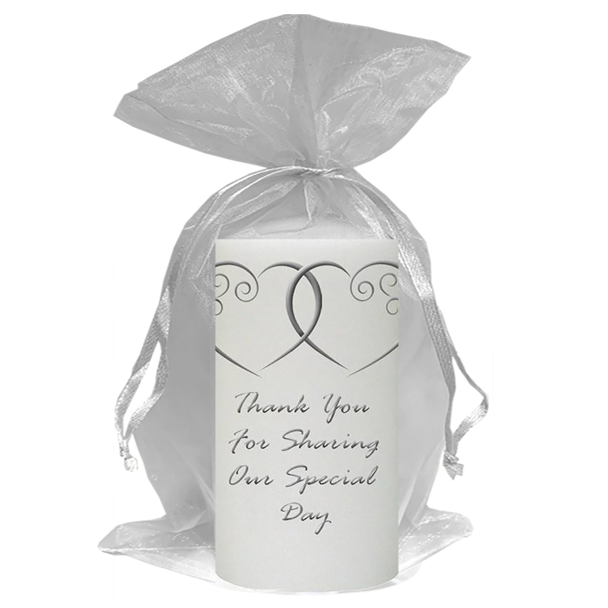 Customised Thank you Wedding Favour - Entwined Hearts Silver