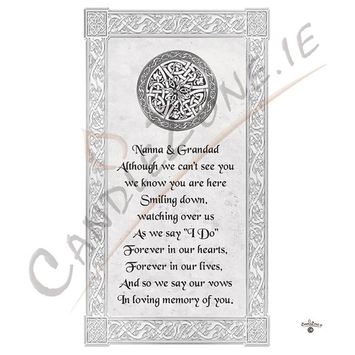 Customised Wedding Remembrance Candle - Celtic Wedding Silver