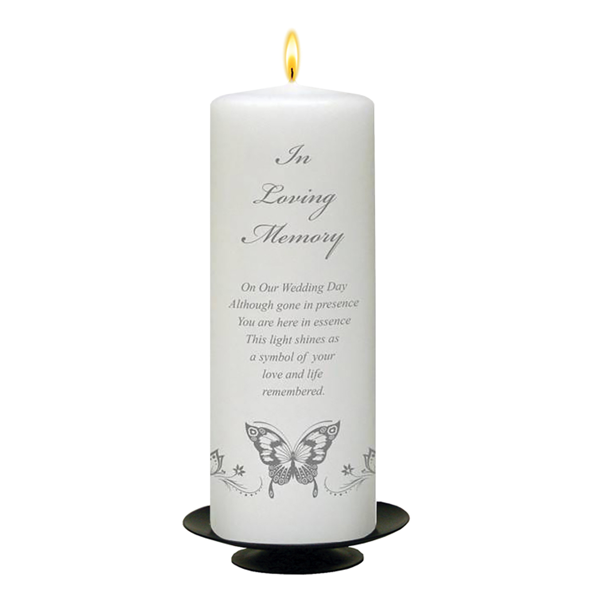 Customised Wedding Remembrance Candle - Magestic Silver Butterfly