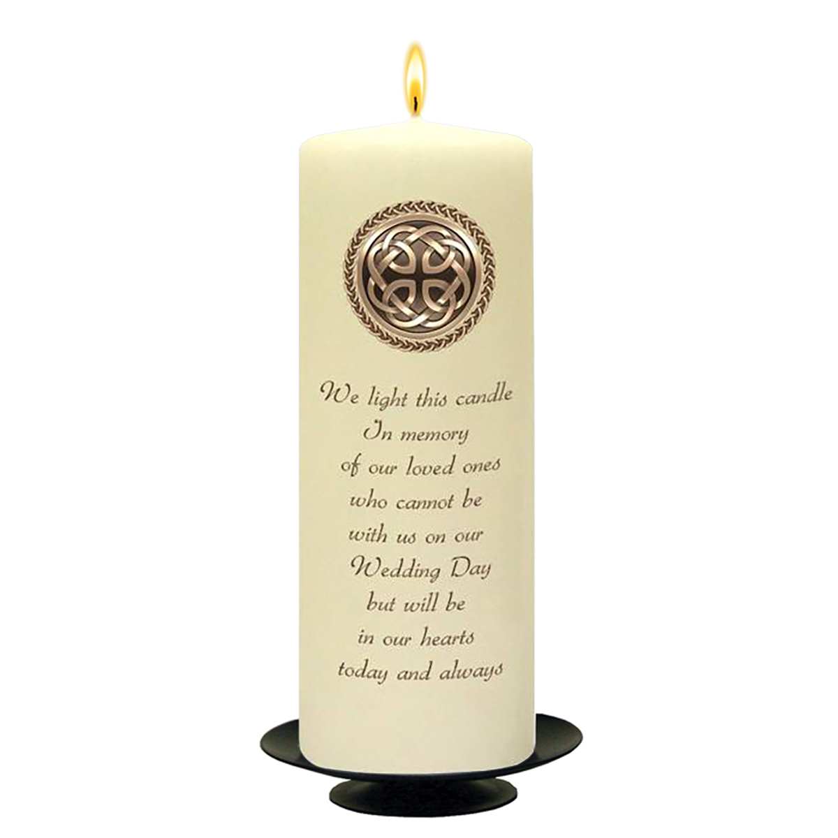 Customised Wedding Remembrance Candle - Celtic Shield Gold Script