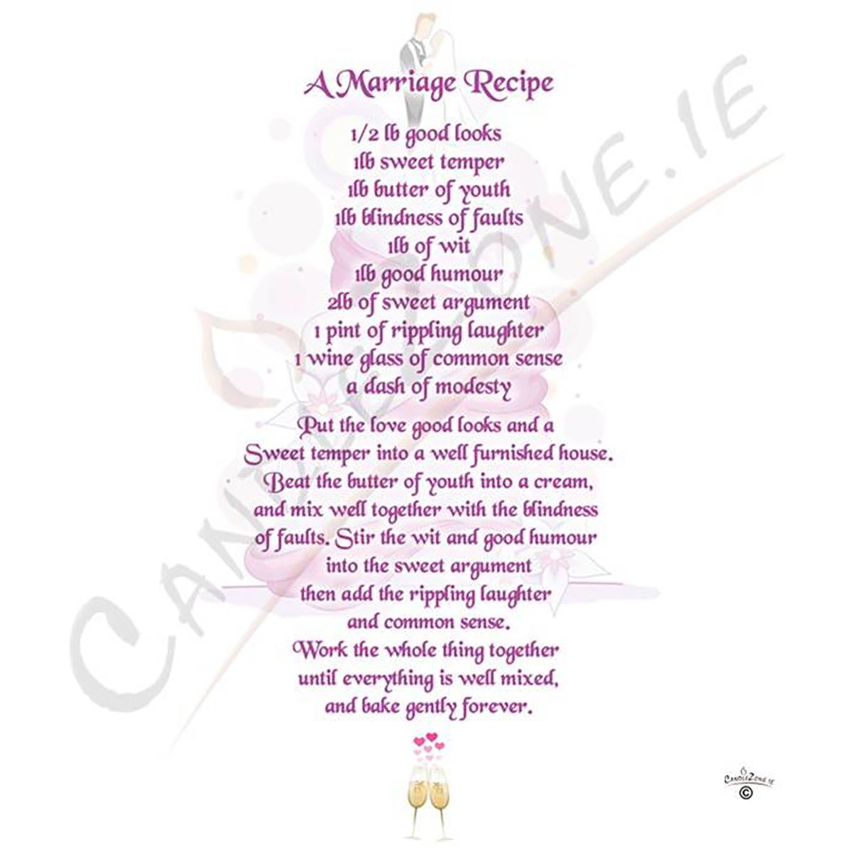 Wedding Candle Gift - Wedding Recipe Purple Ribbon Cake