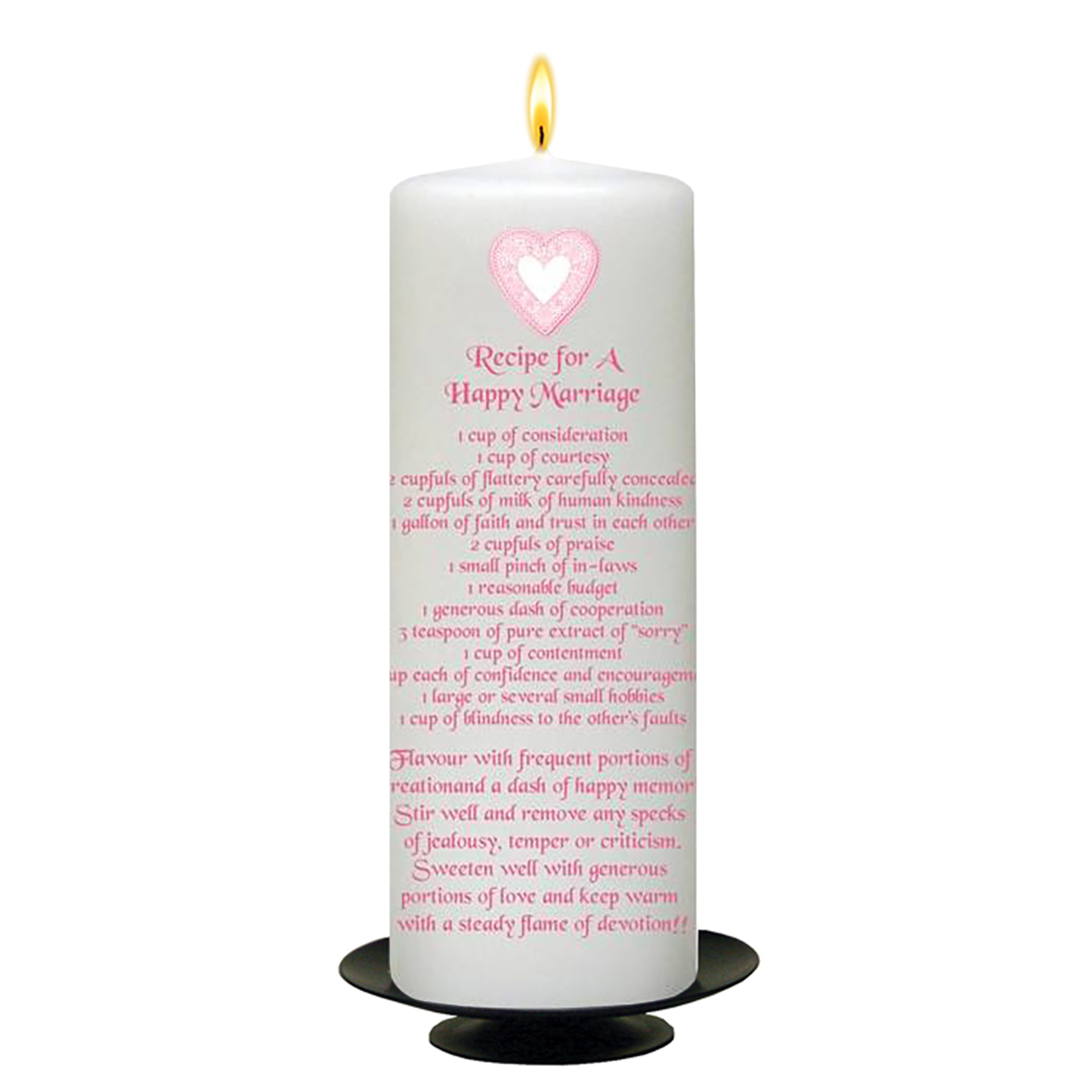 Wedding Candle Gift - Wedding Recipe Pink Heart & Cake