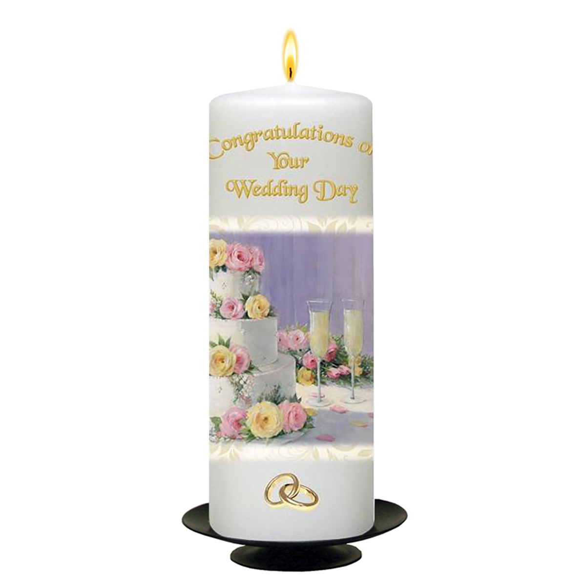 Wedding Candle Gift - Wedding Recipe Gold Rings & Cake