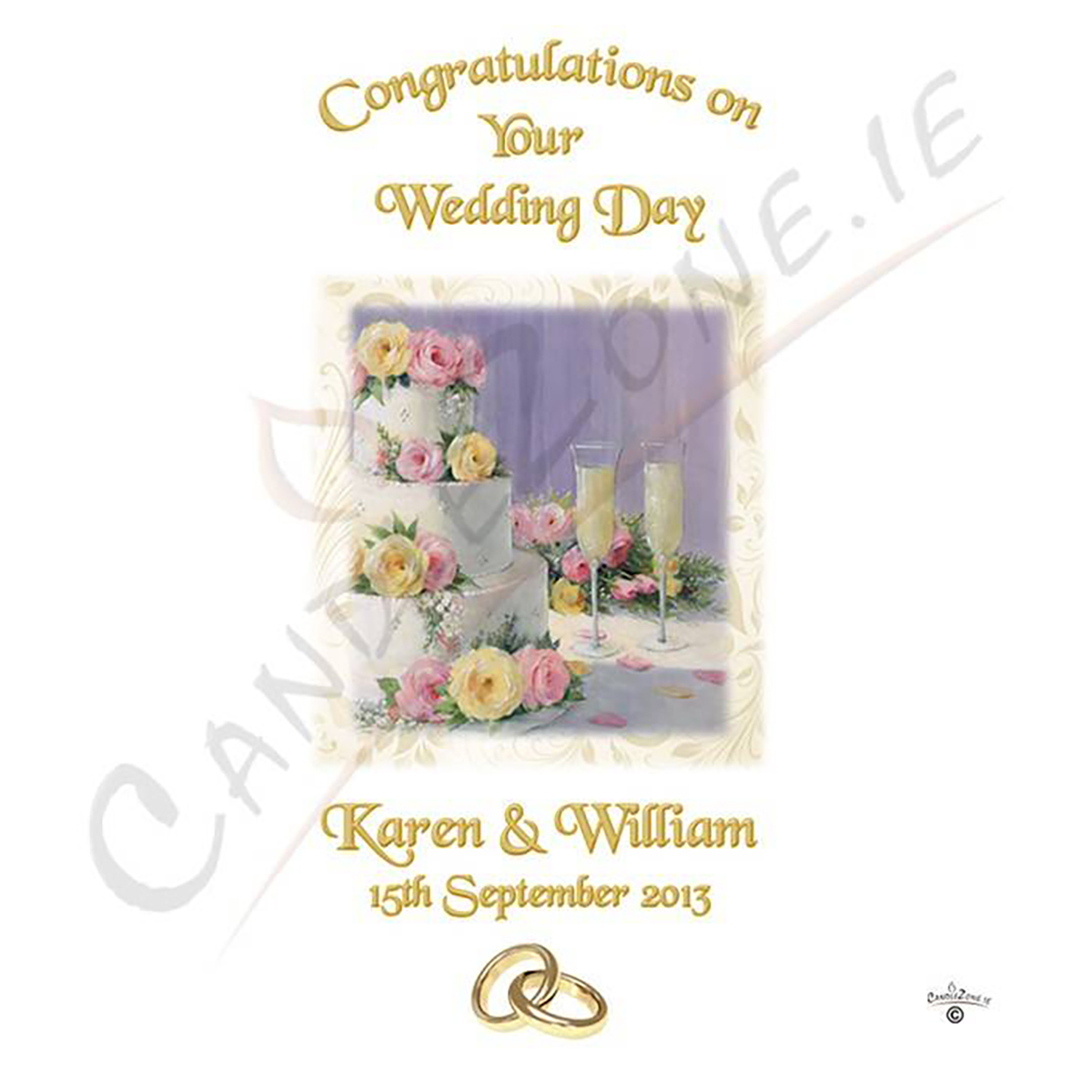 Wedding Candle Gift - Wedding Recipe Gold Rings & Cake