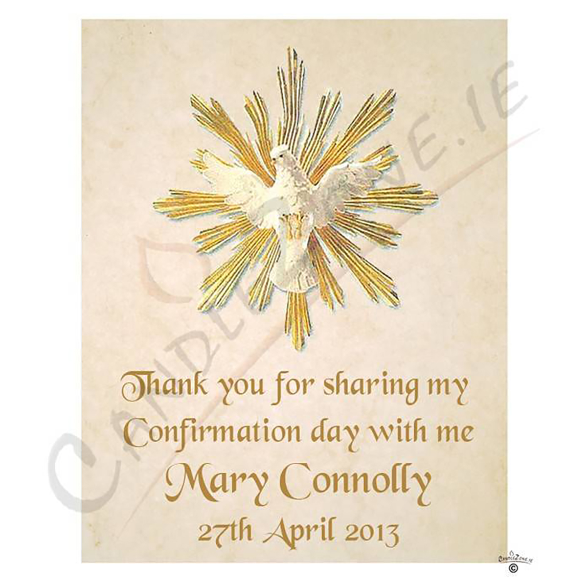 Gold Dove Confirmation Favour Candle