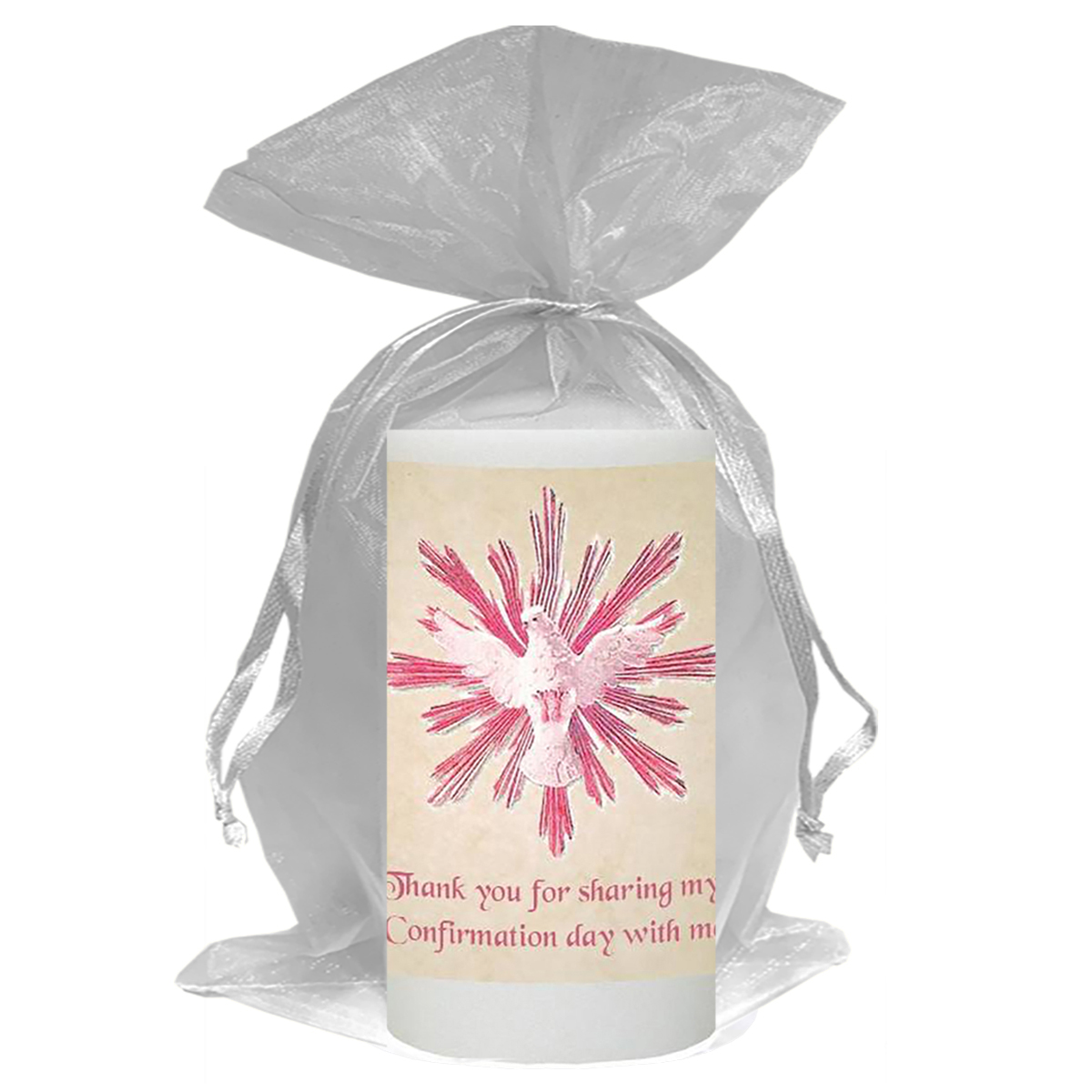 Peronsonalised Confirmation Thank you Favour - Pink Dove