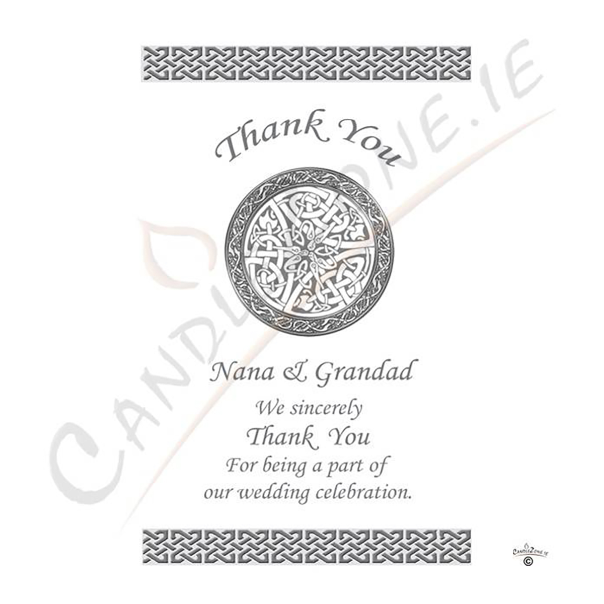 Customised Wedding Thank you Candle Gift - Silver Claddagh Wedding Thank You Candle