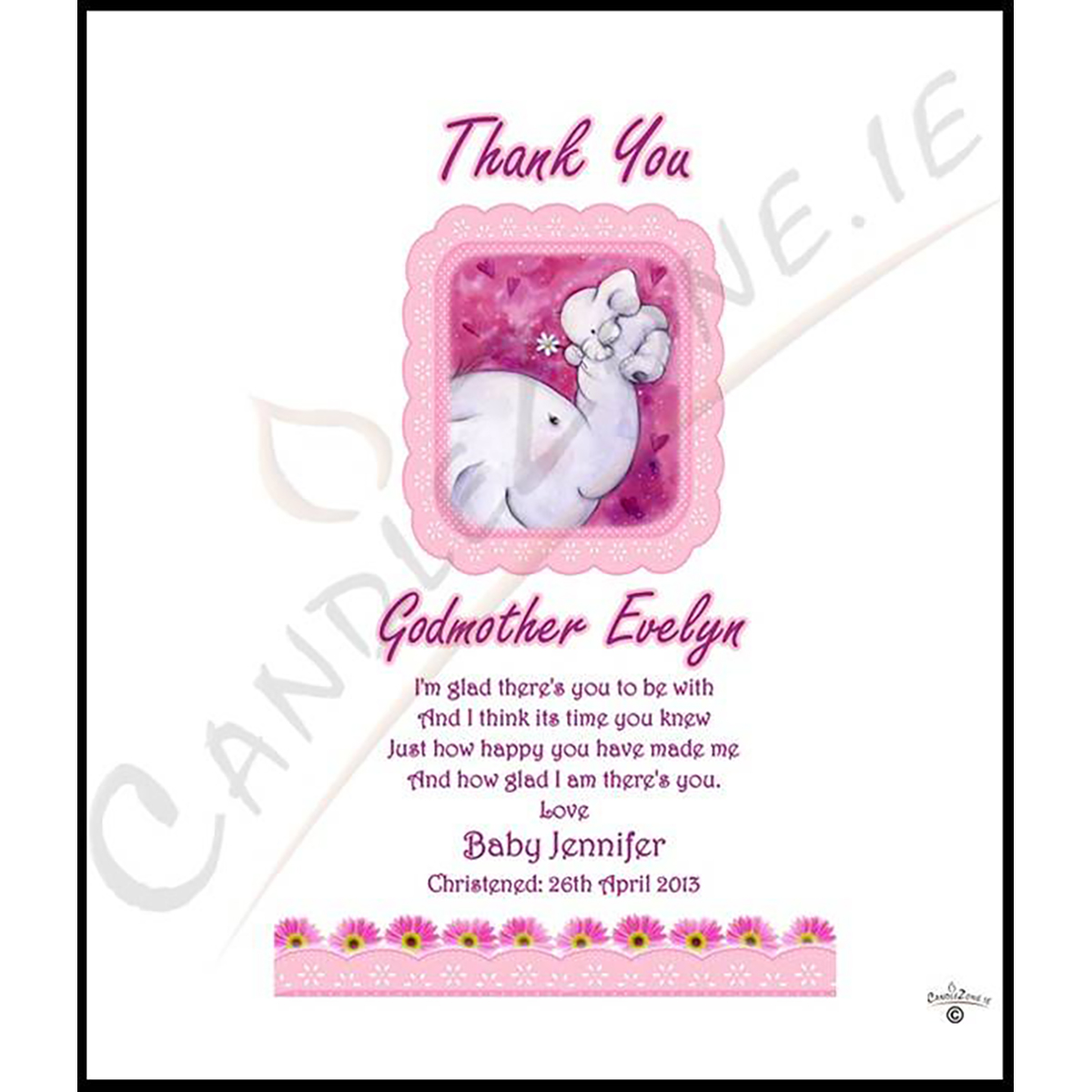 Customised Godmother Candle Gift - Elephant