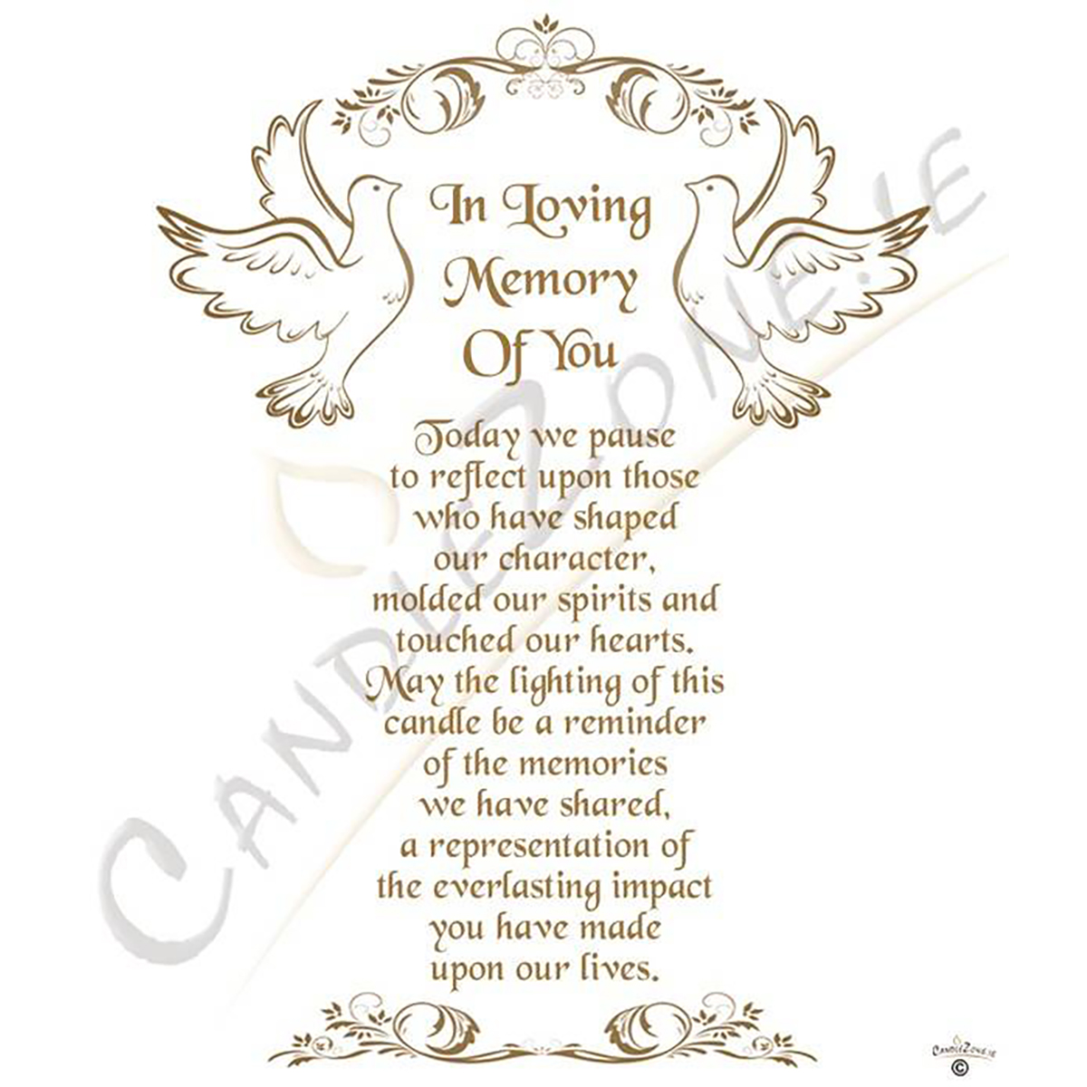 Customised Wedding Remembrance Candle - Doves