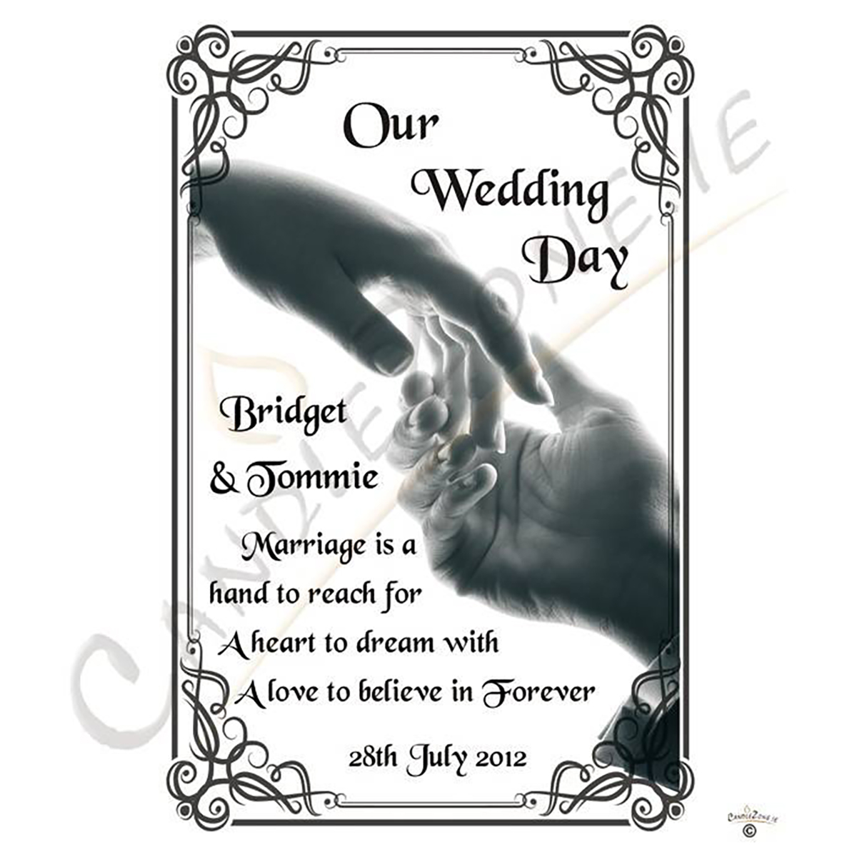 Hand To Hand Silver Wedding Candles (Ivory/White)